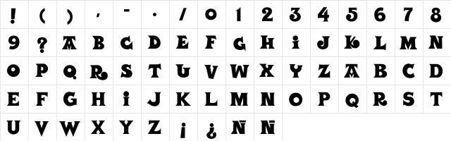 VASCA Regular  glyph index