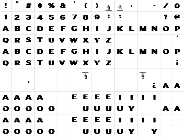 Jodido&Noble Regular  glyph index