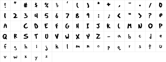 Dobbscomic Bold  glyph index