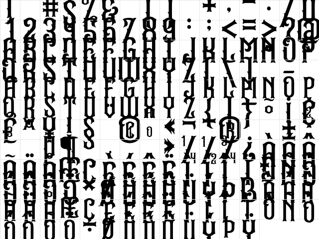 Stradas Regular  glyph index