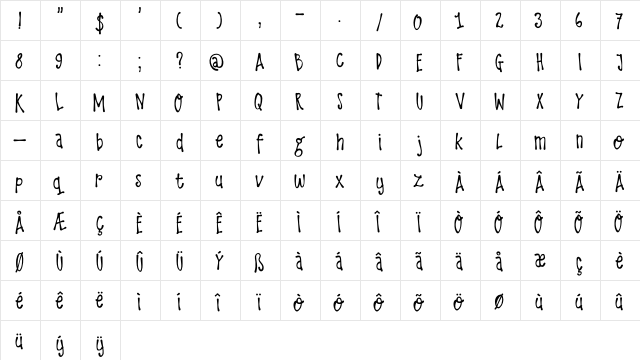 DK Larks Tongues Regular  glyph index