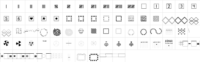 KG Build A Game Regular  glyph index