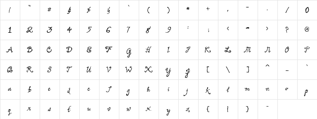 PC 1776 Regular  glyph index