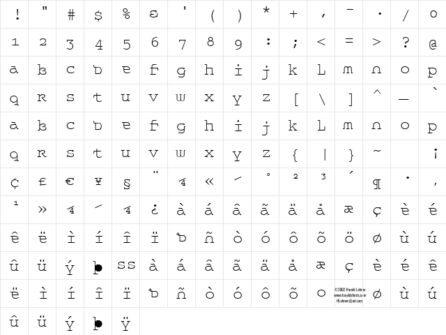 Queer TheoryLight Regular  glyph index