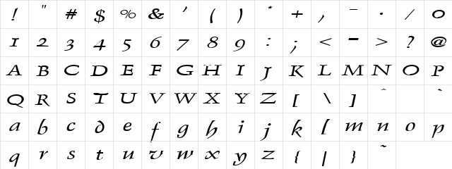 Wheeler Regular  glyph index