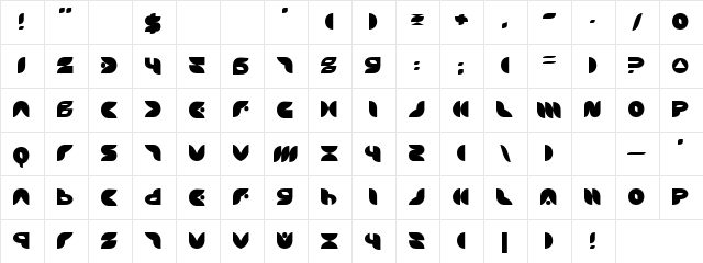 Bun Regular  glyph index