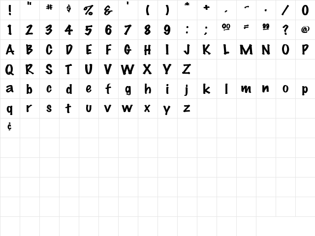 Deadzone 1 Regular  glyph index