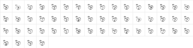 KR Online Love Regular  glyph index