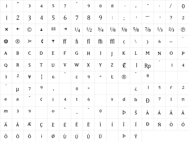 MatrixFractions-Book Book  glyph index