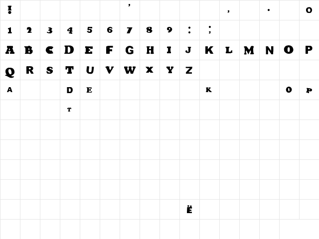 ja Regular  glyph index