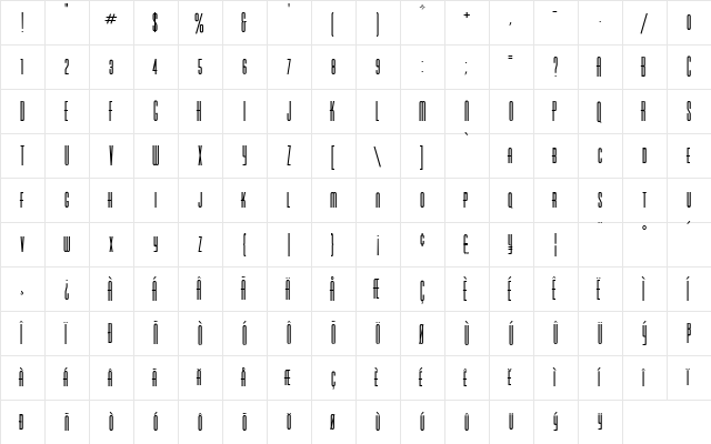 VarickaSC Regular  glyph index