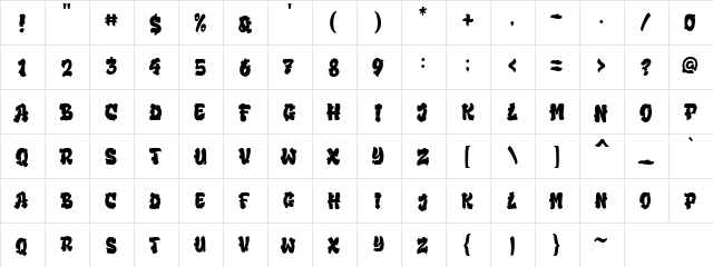 Bubble Boom Regular  glyph index