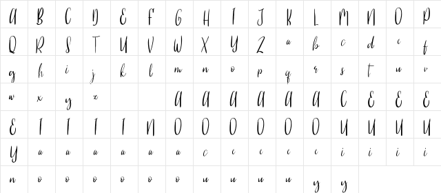 Because Of You Demo Regular  glyph index