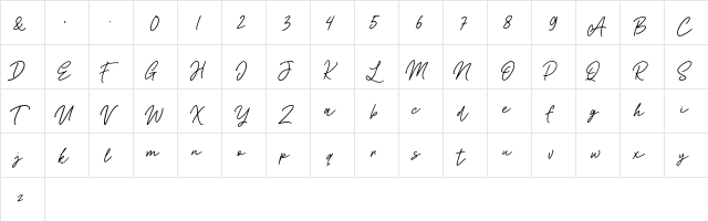 Freville Regular  glyph index