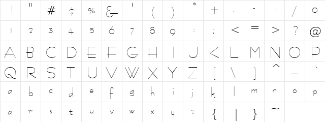 FAIRLADY Regular  glyph index