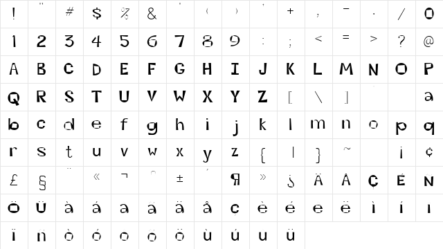 KwiKwitSSK Regular  glyph index