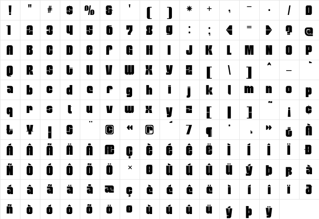 MobleySans Regular  glyph index