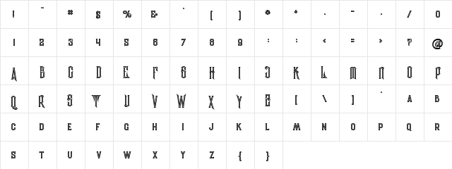 Evolve inline Regular  glyph index