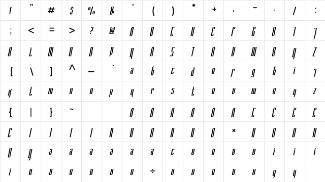 Unbockend Regular  glyph index