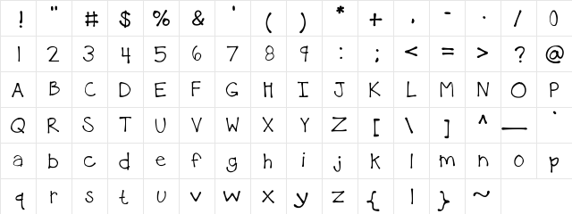KBTheLittleFella Medium  glyph index