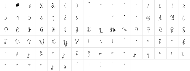 laneisha Regular  glyph index