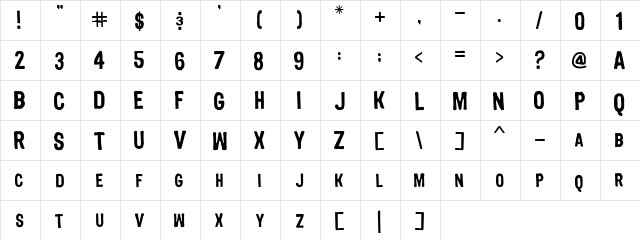 SM_bournisM Regular  glyph index