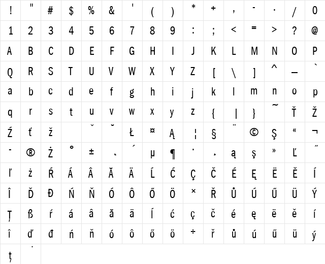 FranklinGotItcTEEBooCom Regular  glyph index