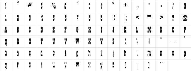CartWright Regular  glyph index