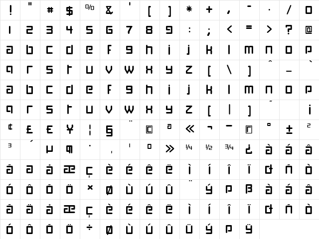 Digitalis Regular  glyph index