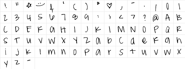 Pea Weenie Regular  glyph index