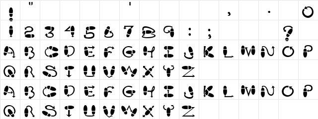 Traveller Regular  glyph index