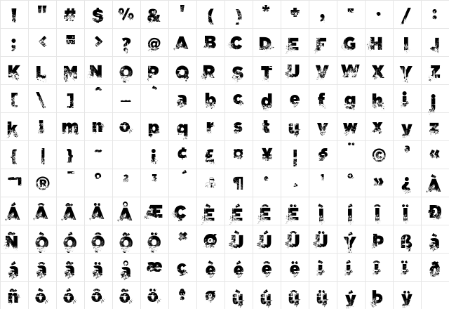 C.A. Gatintas Regular  glyph index