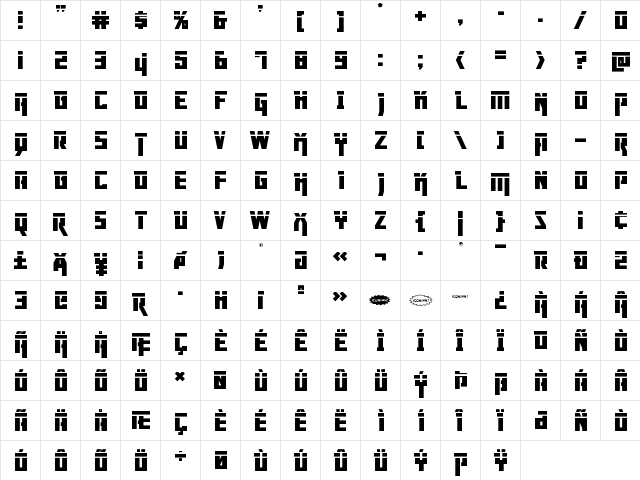 Danger Flight Laser Regular  glyph index