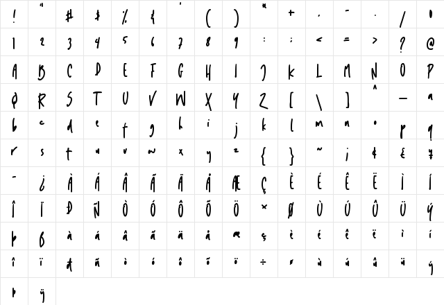 Hippotamia Regular  glyph index