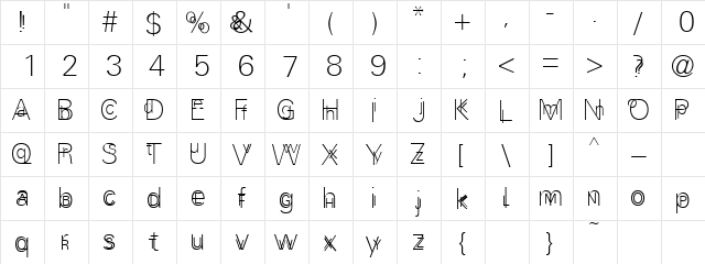 EfParasite Regular  glyph index