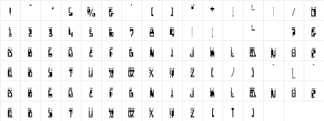 Invasion Regular  glyph index