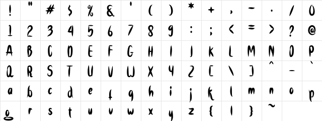 Stay Buddy Regular  glyph index