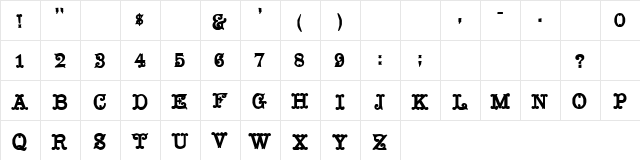 Mustachio Regular  glyph index
