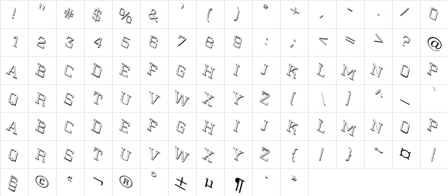 a_CityNovaTtlShTwLt Regular  glyph index