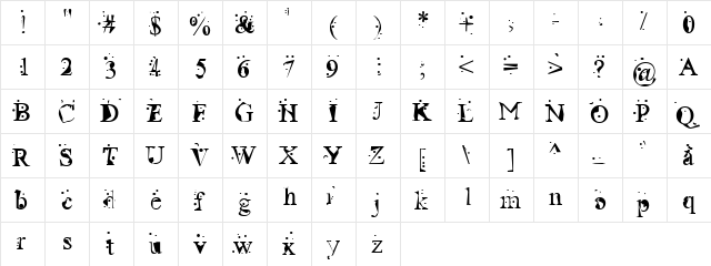 Whiz Kee Regular  glyph index