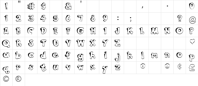 DC Two Step Regular  glyph index