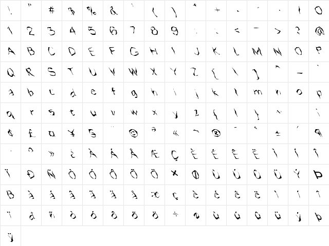FZ WACKY 14 LEFTY Normal  glyph index