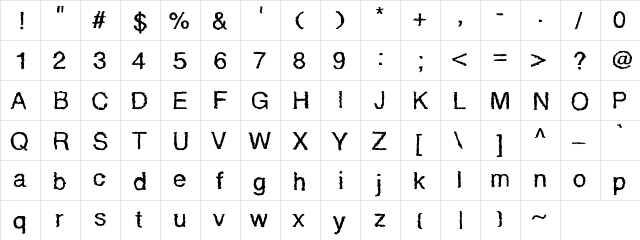 QuakyLight Light  glyph index