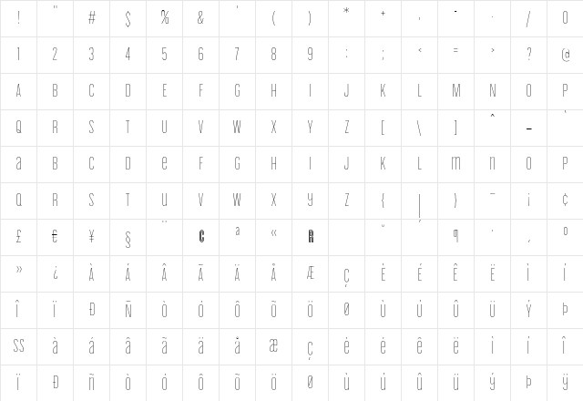 CycloneLayers Regular  glyph index