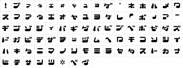 Juicyfruits Regular  glyph index
