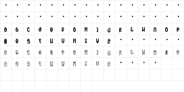 Dreamy Regular  glyph index