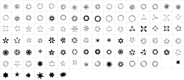XStellaSternBright Regular  glyph index