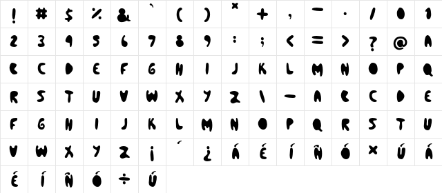 Bleeding Heart Regular  glyph index