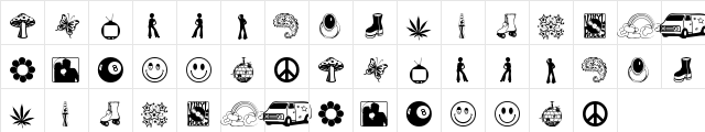 My 70s Ding Regular  glyph index
