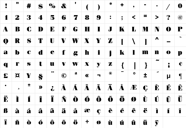 FeniceEF-Ultra Regular  glyph index